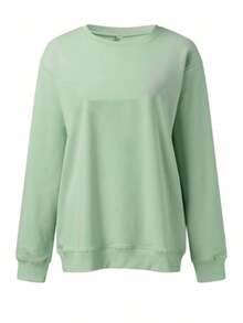 Relaxed-Fit Basic Pullover | Ideal For Weekend Hangouts, Class Days & Lazy Afternoons (Gray/Black/Burgundy/Green/Brown Available) - 綠色 - 查看 5