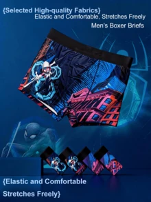 1-Piece MARVEL Vibrant Spider-Man Men's Boxer Briefs, Men's Underwear,Super Hero Cyberpunk Design - Super Soft, Breathable, Comfortable Fit Briefs With Spider-Man Gwen Design And White Suit Print, Perfect As Birthday/Christmas/Easter Gift, Holiday Gift, Durable Underwear, Multi-Pack Underwear, Everyday Use - Multicolor - View 1