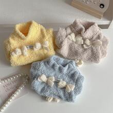 1pc Cute Bow Plush Pet Vest, Dog Clothes Cat Clothes For Teddy, Yorkshire, Pomeranian Pets - Baby Blue - View 3