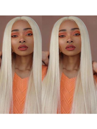 13X4蕾丝前假发，28英寸长直金色假发，动漫角色扮演长款金色直发合成假发，浅金色，中分，弹性帽，女士款，万圣节派对