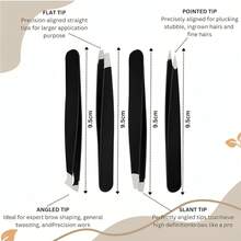 4pcs Stainless Steel Precision Tweezers Set, Professional Eyebrow Tweezers, Suitable For Facial Hair Removal, Unisex,Giveaways,Travel,Cheap Stuff,Travel Essential - Black - View 3