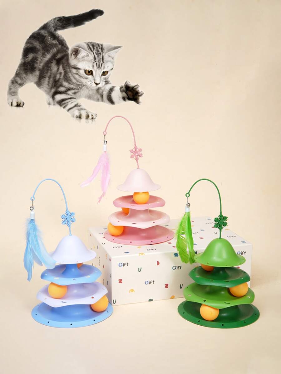 3-Bell Rattle Balls Cat Toy, Funny Cat Ball, Interactive Scratching Toy, Pet Toy - Multicolor - View 1