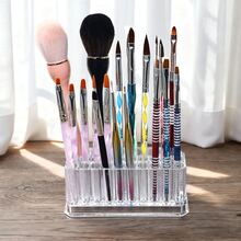 新款26孔亚克力透明美甲收纳盒，可作刷子架、钻头展示架，简约亚克力透明笔筒 - 彩色 - 查看 9