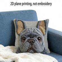 1 pièce Taie d'oreiller imprimée Bouledogue français - 45 x 45 cm, impression numérique 2D sur un seul côté, lavable en machine avec fermeture éclair, convient pour la décoration du salon, du canapé, de la chambre, doux et confortable, sans l'insert - Multicolore - Voir 9