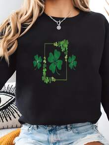 Alfombra De Baño De Trébol De Suerte, Decoración De Día De San Patrico, Acento De Spa En El Hogar, Alfombra De Es De Memoria Verde Shamrock, Baño De Granja, 24 Sudadera - Negro - Ver 1