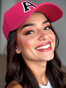 1pc Unisex 26 Letter Adjustable Baseball Cap, Casual Breathable Sun Hat Suitable For Spring/Summer Everyday Indoor/Outdoor Wear,Beach,Vacation - Hot Pink - View 3