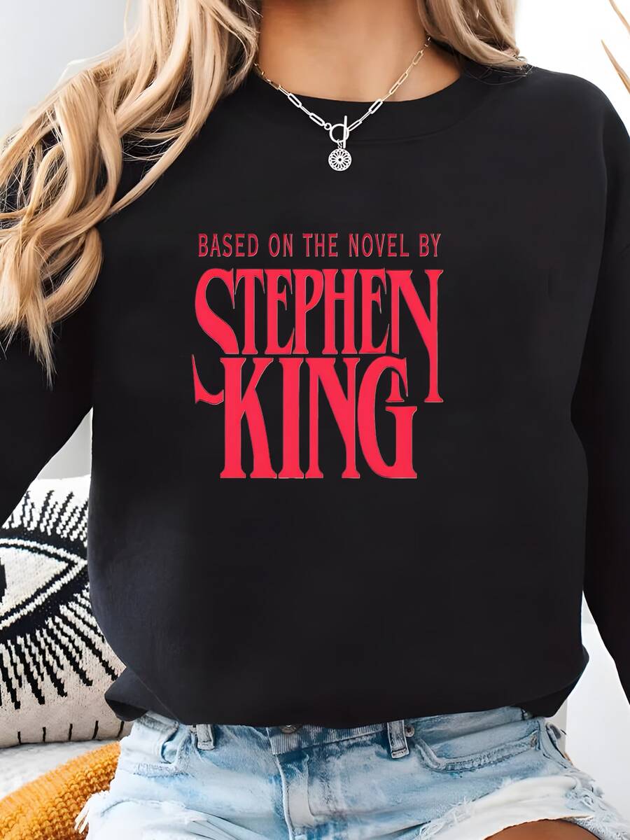 Camiseta De Stephen King, Camiseta De Stephen King, Basada En Una Novela De La Camiseta De Stephen King, Stephen King, Sudadera - Negro - Ver 1