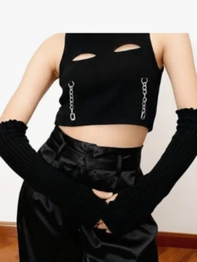 أغطية ذراع Y2K ، قفازات مفتوحة الأصابع مصنوعة من الأصواف مع فتحة للإبهام ، هاراجوكو - متعدد الألوان - مشاهدة 4