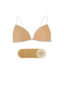 1 Set Strapless Invisible Adhesive Bra, Push-Up & Thickened For Small Chests, Special For Wedding Dresses & Bridal Photos, Breathable Thin Style For Summer