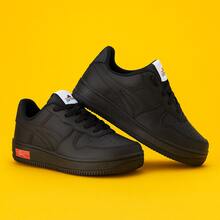 Tenis Infantil Menina Tênis Menino Casual Escolar Casual Dia a Dia Sola Reta Skate Varias Cores - Preto - Visão 1