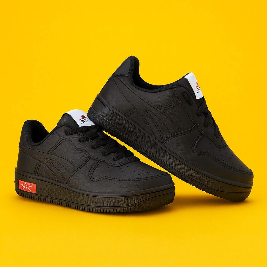 Tenis Infantil Menina Tênis Menino Casual Escolar Casual Dia a Dia Sola Reta Skate Varias Cores - Preto - Visão 1