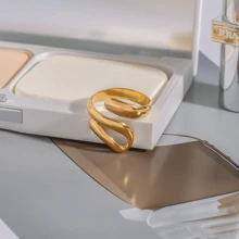 Miia High Quality Stainless Steel Ring, Fashionable INS Style Line Design Open Ring, Adjustable Low Allergy Non-Fading Ladies Ring - Ring - View 3