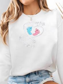 Trabajo Personalizado Y Entrega Sudadera | Bebé Pies Diseño Estetoscopio | Nombre, Título | Unisex S-4xl | Obgyn Regalo Nicu Sudadera - Blanco - View 1