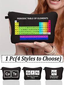 Bolsa de cosméticos con impresión de la tabla periódica, bolsa de almacenamiento multifuncional con elementos químicos divertidos, organizador de viaje, bolsa digital, bolsa de papelería, elegante y portátil, gran capacidad, el mejor regalo para entusiastas de la química, maestros, estudiantes, familia, amigos y compañeros de clase. Regalos y recuerdos perfectos para vacaciones, cumpleaños, fiestas, regalos de dama de honor, San Valentín y Ramadán, bolsa esencial de viaje - Multicolor - Ver 1