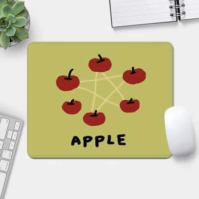 苹果方形鼠标垫，可爱艺术迷你桌面垫，办公桌配件，小巧鼠标垫，适用于游戏、办公和学习，橡胶底座键盘垫，可作为圣诞节和情人节礼物送给女性、男性和朋友，尺寸为9.45*7.87英寸。