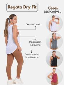 Women's Sleeveless Fitness Dry Fit Tank Top, Basic Oval Shape, Loose Fit, Covers Your Butt. - 白色 - 查看 7