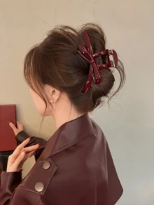 1 件时尚珍珠大号简约优雅亚克力发夹，适合派对、通勤、服装搭配，爪夹秋冬发夹发饰女士度假装