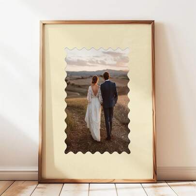 Wavy Frame Custom Photo Mat Template, Yellow 8x10 Mat, Personalized Photo Print, Custom Matting, Editable Canva Template, Digital Download