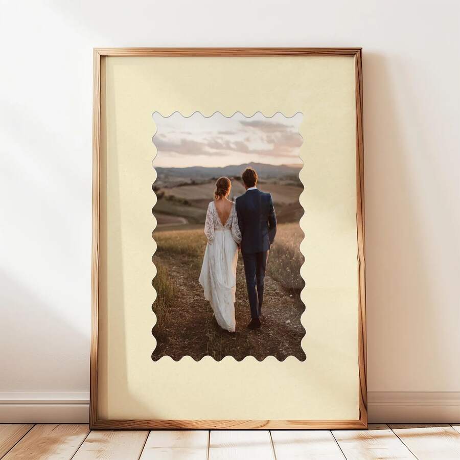 Wavy Frame Custom Photo Mat Template, Yellow 8x10 Mat, Personalized Photo Print, Custom Matting, Editable Canva Template, Digital Download - Multicolor - View 1