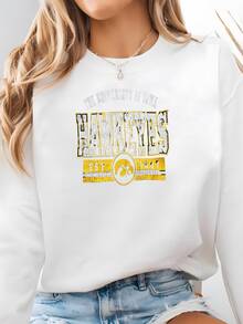Sudadera De Cuello Gráfico Campeón De La Universidad Vintage De Hawkeyes Sudadera - Blanco - Ver 1