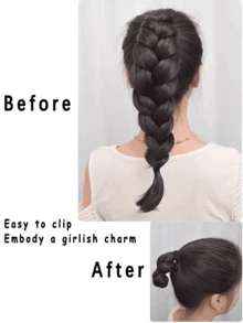 14英寸假发辫，扭鱼尾辫，低扎慵懒优雅发夹，油炸面团扭辫，长辫子，编发，假发辫，马尾辫