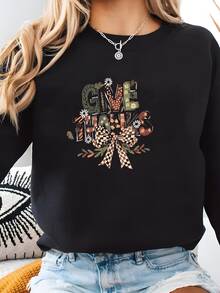 ® Camisa De Acción De Gracias, Dar Las Gracias A La Camisa Versículo De La Biblia Del Señor, Regalo Religioso Para Un Amigo, Linda Camisa De Otoño Cristiana Sudadera - Negro - Ver 2