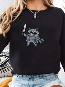 Women Plus Size Sports Sweatshirts - Black - View 2