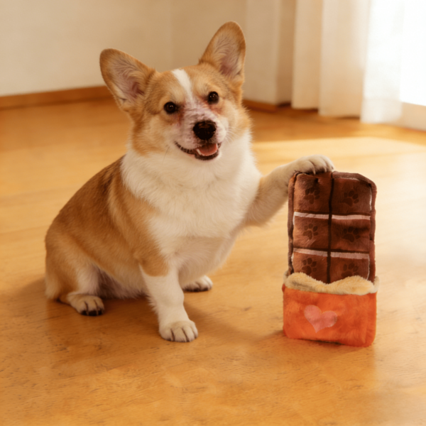 Hollypet قطعة واحدة دمية حيوان أليف بشكل شوكولاتة، دمية صوتية من القماش الناعم، دمية إخفاء الطعام، مناسبة للكلاب والقطط كهدية ترفيهية