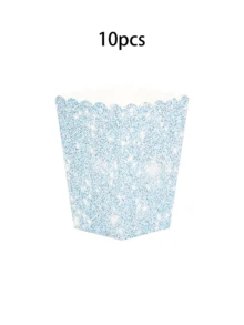 10pcs/20pcs/50pcs Glitter Blue Party Paper Popcorn Boxes Disposable Light Blue Paper Snack Popcorn Containers Buckets For Pop Corn Blue Treat Candy Boxes For Nacho Hot Dog For Movie Night Cinema Carnival Birthday Wedding Gender Reveal Baby Shower Party Decorations Supplies Gifts - Blue - View 8