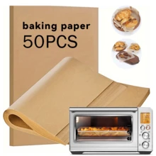 50/100pcs 12*16 Inch Unbleached Baking Paper, Pre-Cut Baking Sheets, Thick & Flat Parchment Paper, Half Sheet Baking Liners, Suitable For Baking Cookies, Cooking, Air Fryer, Oven - Brown - View 9