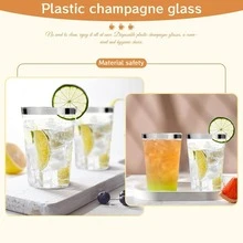 10PCS Silver Rim Cups, 6.76oz (Approx 200ml) Transparent Reusable Wedding Cups, Elegant Party Cups With Silver Rim, Suitable For Cocktails, Champagne, Beer, Martinis, Desserts, Perfect For Parties And Weddings - Silver - View 3