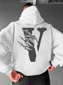 Men's Streetwear V-Frame Hoodie Sweatshirt For Winter - Stylish - White - View 1