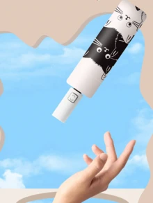 1pc Cartoon Foldable Umbrella, UV Protection, Sun And Rain Dual-Use, Automatic Umbrella, Portable Umbrella For Women - Multicolor - View 6