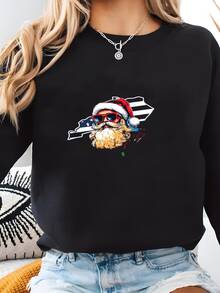 Women Plus Size Sports Sweatshirts - Black - View 1