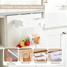1 Modern White Trash Bin, Space-Saving, Made Of Plastic, Easy To Clean, A Stylish Bathroom Storage And Organizing Basket, A Multi-Functional Trash Bin, A Foldable Garbage Rack, A Household Cabinet Wall-Mounted Plastic Bag Storage Rack - Multicolor - View 5