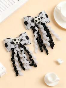 2个世界杯系列数码印花足球蝴蝶结发夹，可爱又时尚的足球主题发饰，色彩缤纷，适合日常穿搭、世界杯装备、返校礼物、情人节礼物、母亲节礼物、生日派对礼物、新年礼物 - 彩色 - 查看 7