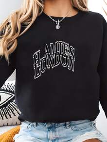 Women Plus Size Sports Sweatshirts - Black - View 1