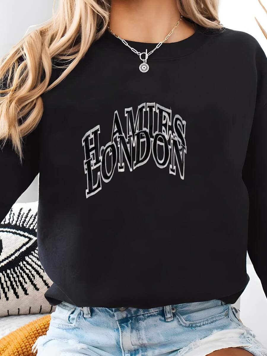 Women Plus Size Sports Sweatshirts - Black - View 1