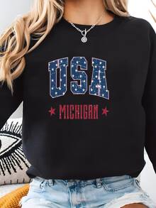 Women Plus Size Sports Sweatshirts - Black - View 1