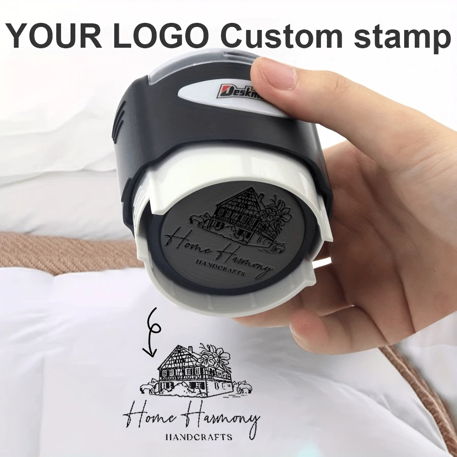 1 Piece Of Desimei 42MM Custom Circular Logo Icon Seal, Clothing Name Seal, Clothing Label Seal, Personalized Family And Friend Gifts, Clothing Seal, Clothing Logo Seal, Washable Fabric Label Seal, Washable Label, Clear Printing, High-Quality Carving, Long-Lasting Ink - Multicolor - View 1