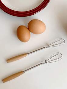 1/3/6 件装，实木手柄搅拌器，厨房迷你不锈钢搅拌器，牛奶搅拌器，用于混合、搅拌、打发或搅打，7.9 英寸 - 彩色 - 查看 9