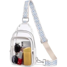 Mini Bolso Cruzado En El Pecho,Para Hombre Y Mujer Con Bolsillos Dobles,Riñonera Impermeable Con Manos Libres,Adecuado Para Deportes Al Aire Libre,Correr Y Viajar - Transparente-Negro-06 - Ver 9