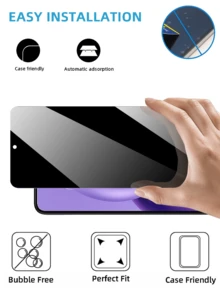 适用于小米 Redmi 系列的 4 片装钢化玻璃屏幕保护膜，防窥、防刮、防油、防碎裂、高清显示、触感顺滑、超薄设计、35° 隐私保护、精准贴合、易于安装、无气泡，智能手机配件 - 黑色 - 查看 8