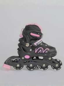 Patines en Línea Ajustables para Niño y Niña con 8 Ruedas de Luces LED - Kit para Principiantes con Triple Protección, Ideal para Regalo al Aire Libre - Rosa - Ver 3