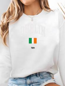 Camisa De Dublín, Capital De Éire, Sudadera Personalizada Inserción De Mensaje De Regalo Gratis Sudadera - Blanco - Ver 1