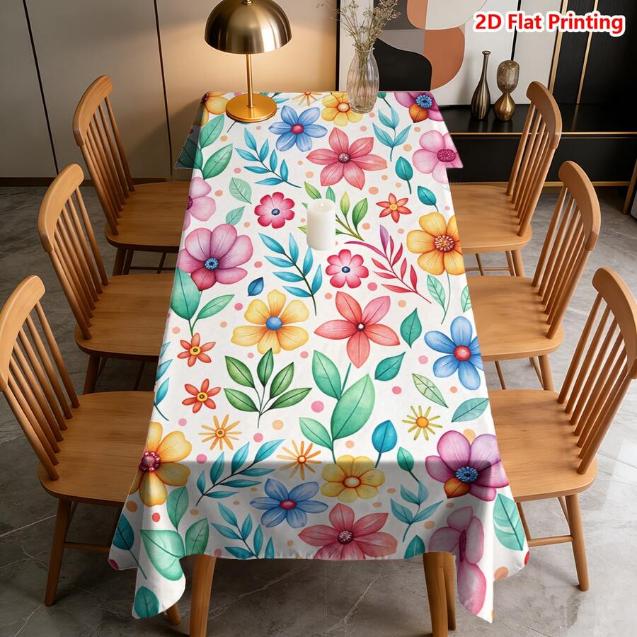 Bộ 20 khăn trải bàn mùa xuân, nền kem mềm mại với họa tiết hoa lá màu nước sống động các sắc hồng, vàng, xanh dương, đỏ, hoàn hảo cho gia đình, nhà bếp, tiệc ngoài trời, trang trí lễ Phục sinh và là món quà ý nghĩa. - Nhiều màu - Xem 1