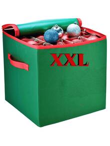 128-Slot Christmas Ornament Storage Box With Adjustable Dividers - Holds 3-Inch Ornaments, Dual Zipper Closure, 600D Tear-Resistant Fabric (Green)