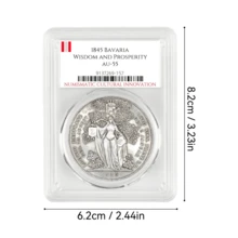 38mm/1,50 pulgadas Caja, 1845 Baviera 1 Gulden, Ludwig I, Atenea sosteniendo L en alto relieve. - Gris - Ver 3