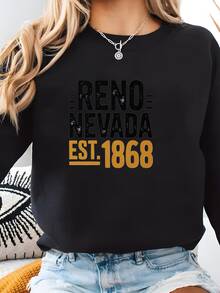 Reno Nevada Camiseta, Vintage Establecido 1868 Diseño, Ciudad Orgullo Tee, Estilo Retro, Regalo Local, Camiseta De Recuerdo Sudadera - Negro - Ver 1