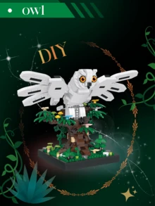 798片猫头鹰/900片鹦鹉积木模型装饰3D拼图玩具，创意动物积木DIY手工工艺品，适用于家居装饰、办公室、生日、圣诞节、新年礼物 - 彩色 - 查看 4